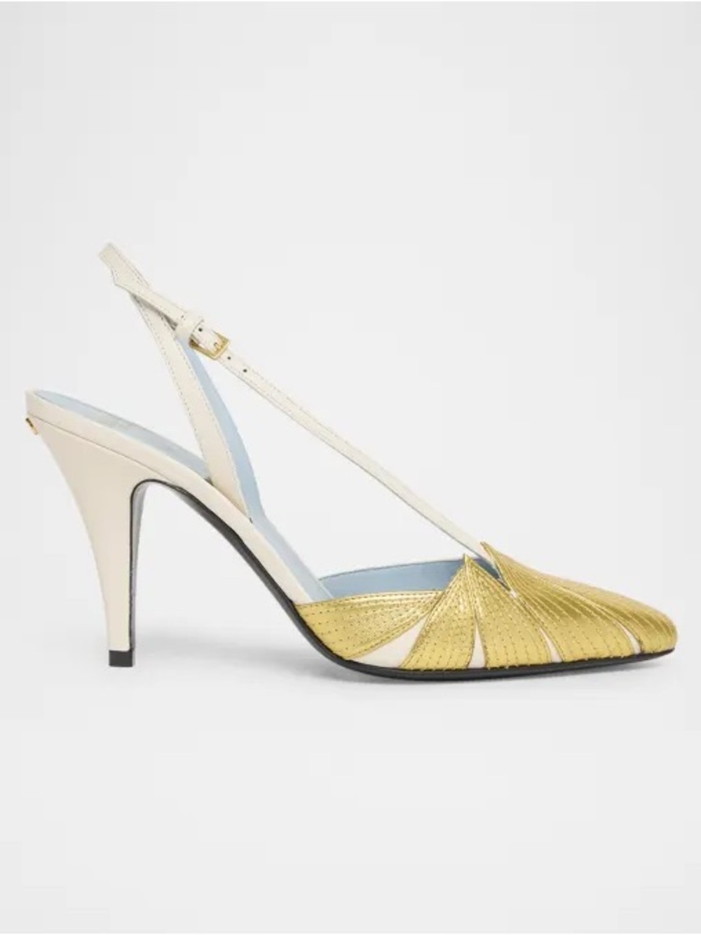 Valentino Garavani Gold and Cream Slingback Heels